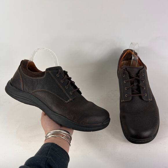 LLbean loafers shoes mens size 10.5 brown pebbled leather lace up office minimal main image 9